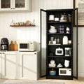 Metal Kitchen Pantry Cabinet 72 Tall Storage With 5 Adjustable Shelves Black Freestanding Cabinet For Kitchen Pantry