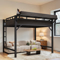 Metal Loft Bed With Storage Shelves Pegboard Usb Ports And Led Lights Space Saving Loft Bed Frame