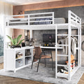 Metal Loft Bed With Wardrobe And L Shaped Desk Queen Size Loft Bed With Storage Cubes And Shelves