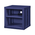 Metal Nightstand With 2 Open Compartment And Usb Port Blue