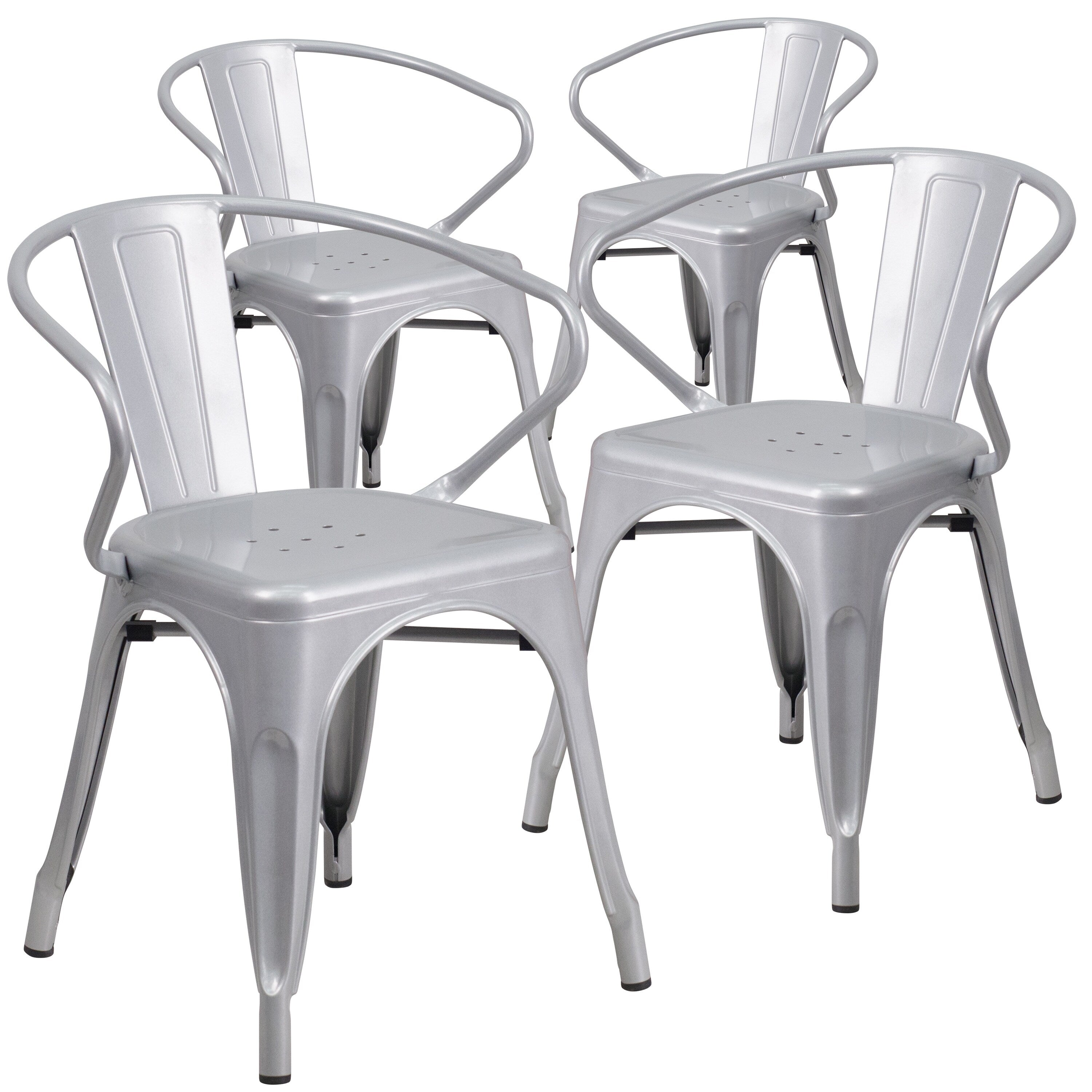 Lancaster Home Metal Outdoor Chair With Arms Set Of 4