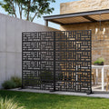 Metal Outdoor Privacy Screen Free Standing Set Of 2