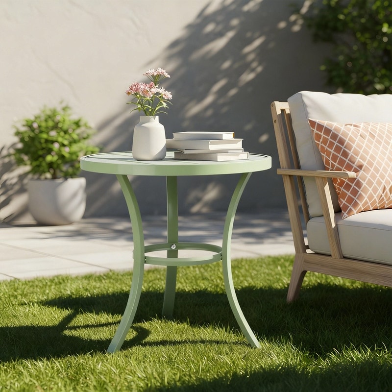 Metal Outdoor Round Side Table Patio Coffee Bistro Table For Indoor Outdoor