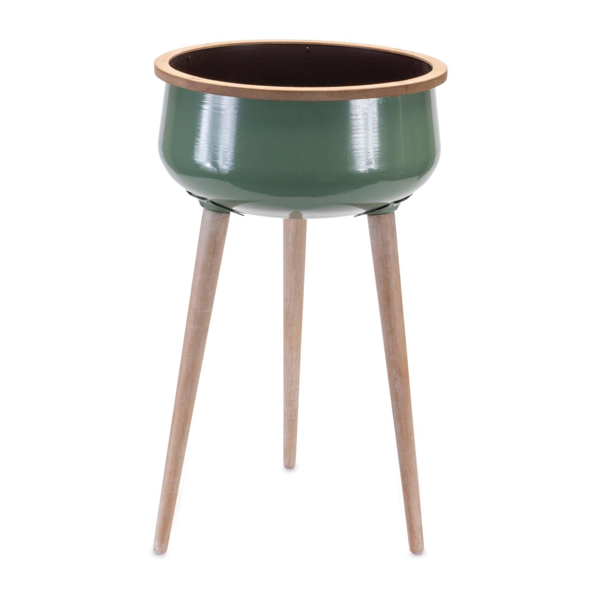 Metal Planter With Wood Legs 24 H