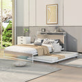 Metal Platform Bed Frame With Trundle Usb Ports And Slat Support No Box Spring Needed