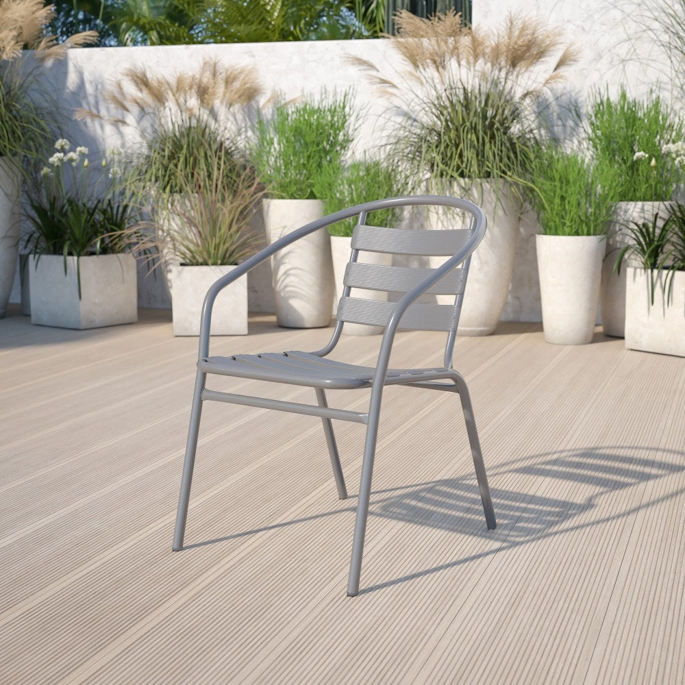 Metal Restaurant Stack Chair With Aluminum Slats