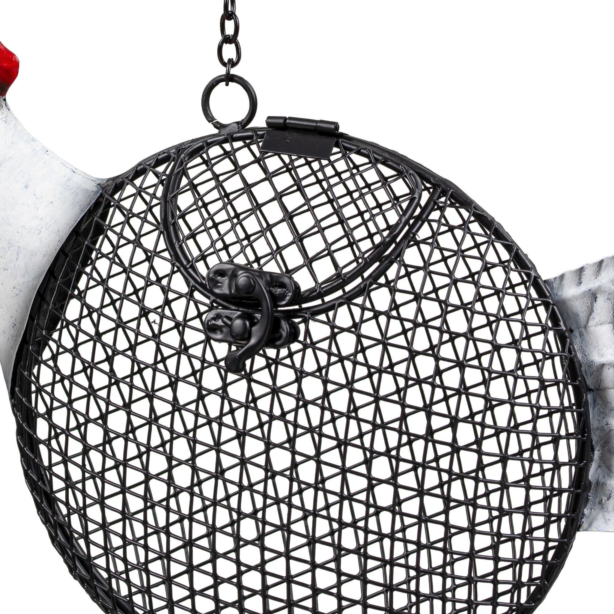 Metal Rooster Hanging Bird Feeder