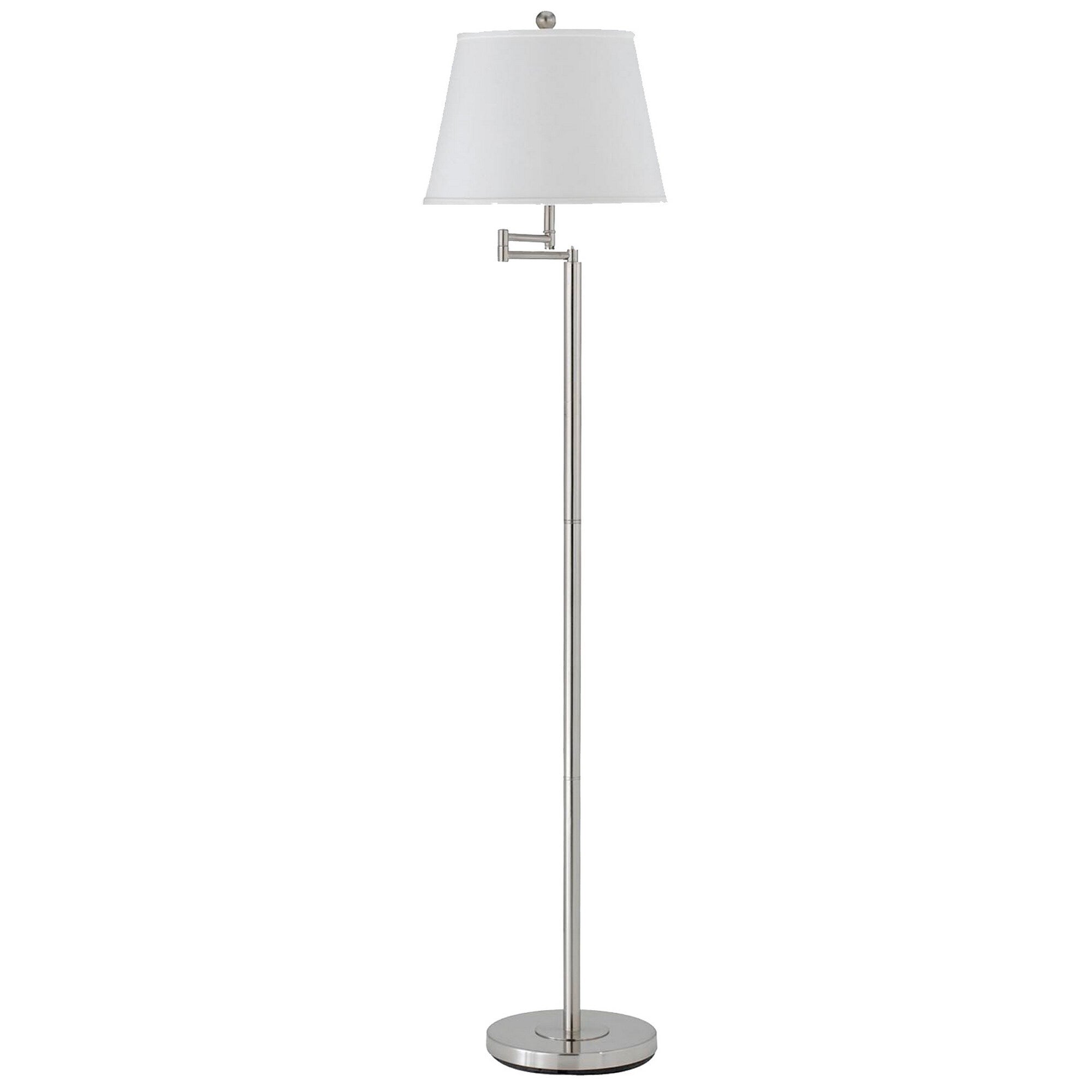 Metal Round 3 Way Floor Lamp With Spider Type Shade Silver And White