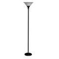 Metal Round 3 Way Torchiere Lamp With Frosted Glass Shade Black And White