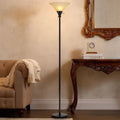 Metal Round 3 Way Torchiere Lamp With Frosted Shade Dark Bronze And Gold