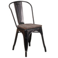 Metal Stackable Chair With Wood Seat