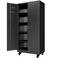 Metal Storage Cabinet With Doors And Wheels 71 H Cabinet With 4 Adjustable Shelves Lockable Tool Cabinet With Pegboard 8 Hooks