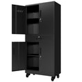 Metal Storage Cabinet With Drawer 71 Cabinet With Locking Doors And 2 Adjustable Shelves 8 Hooks Rolling Wheels