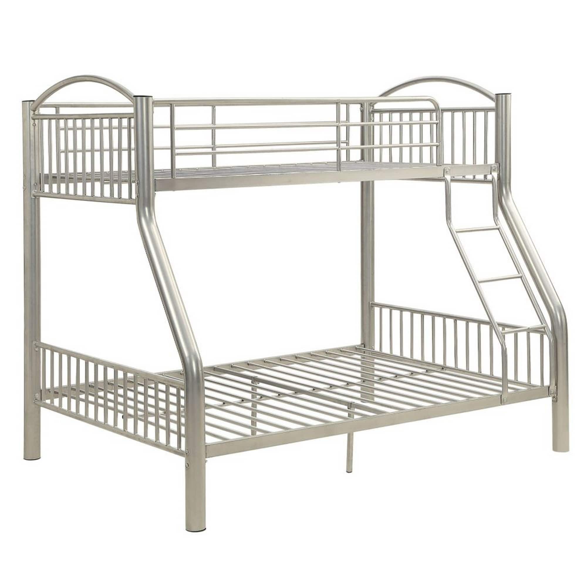 Metal Twin Full Bunk Bed Silver