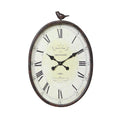 Oval Metal Wall Clock With Bird