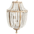 Metal Chandelier With Wood Beads
