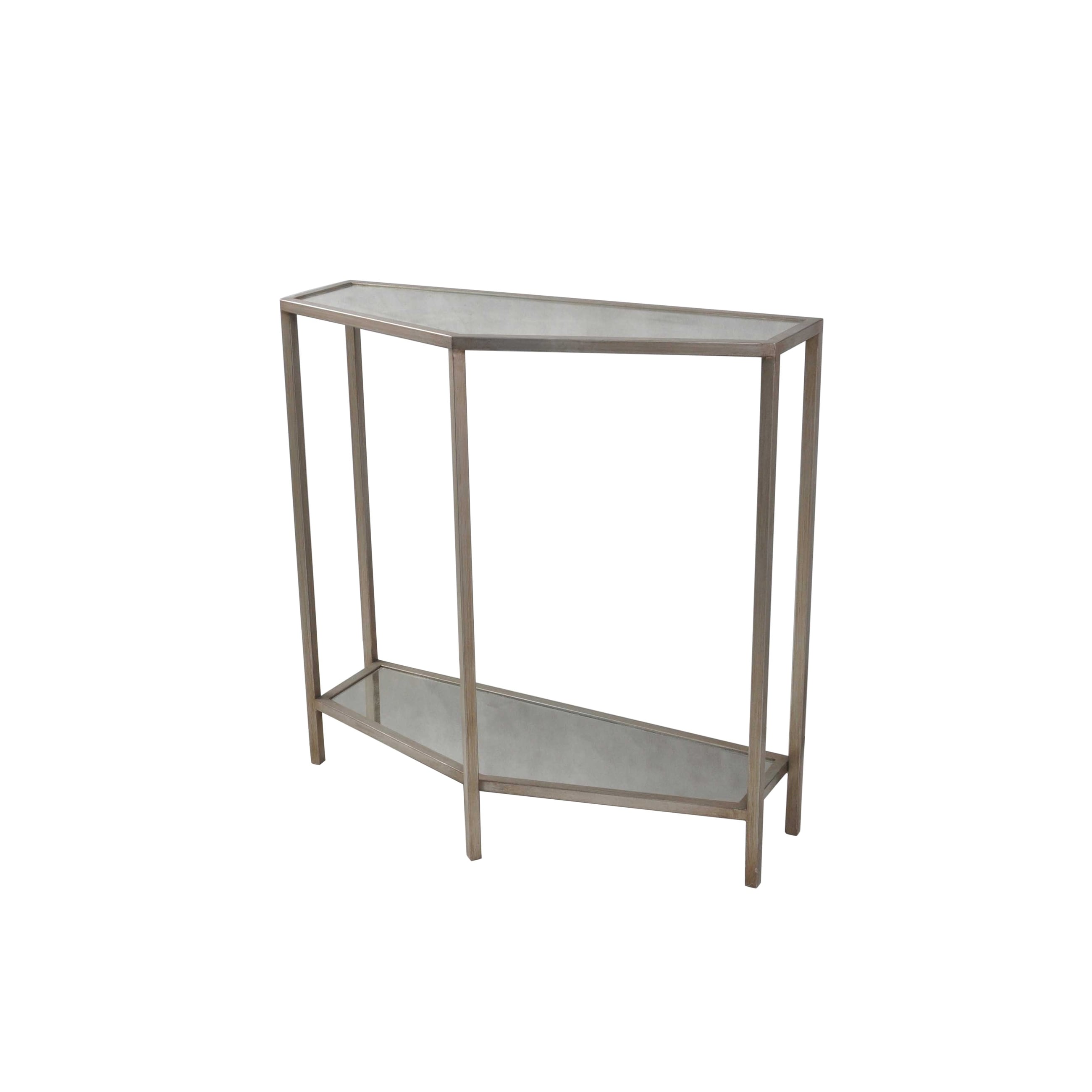 Silvertone Metal Glass Console Table