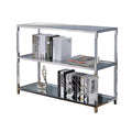 Metal And Glass Sofa Table With 2 Open Shelves Silver And Clear