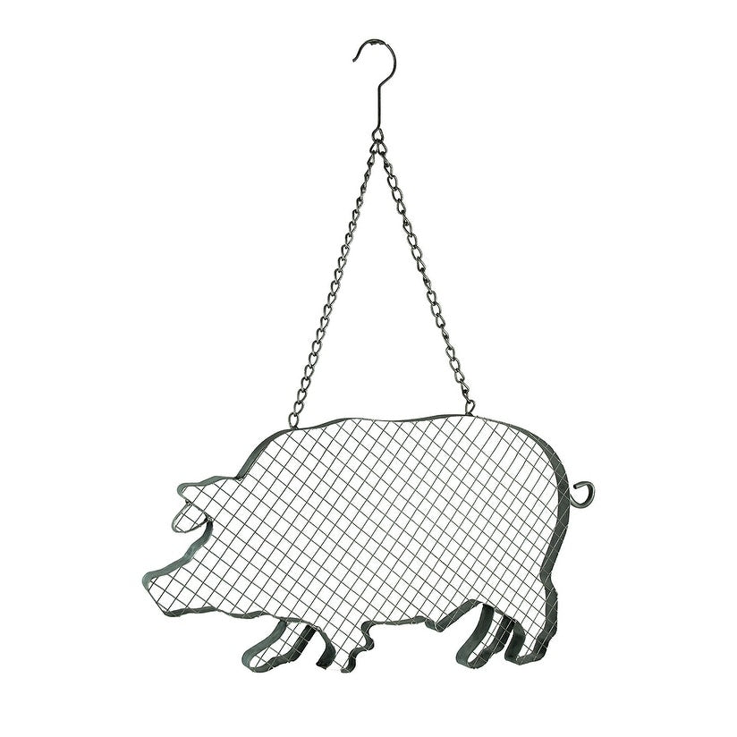Metal And Mesh Wire Hanging Pig Farmhouse Decor 11 X 19 X 0.75 Inches