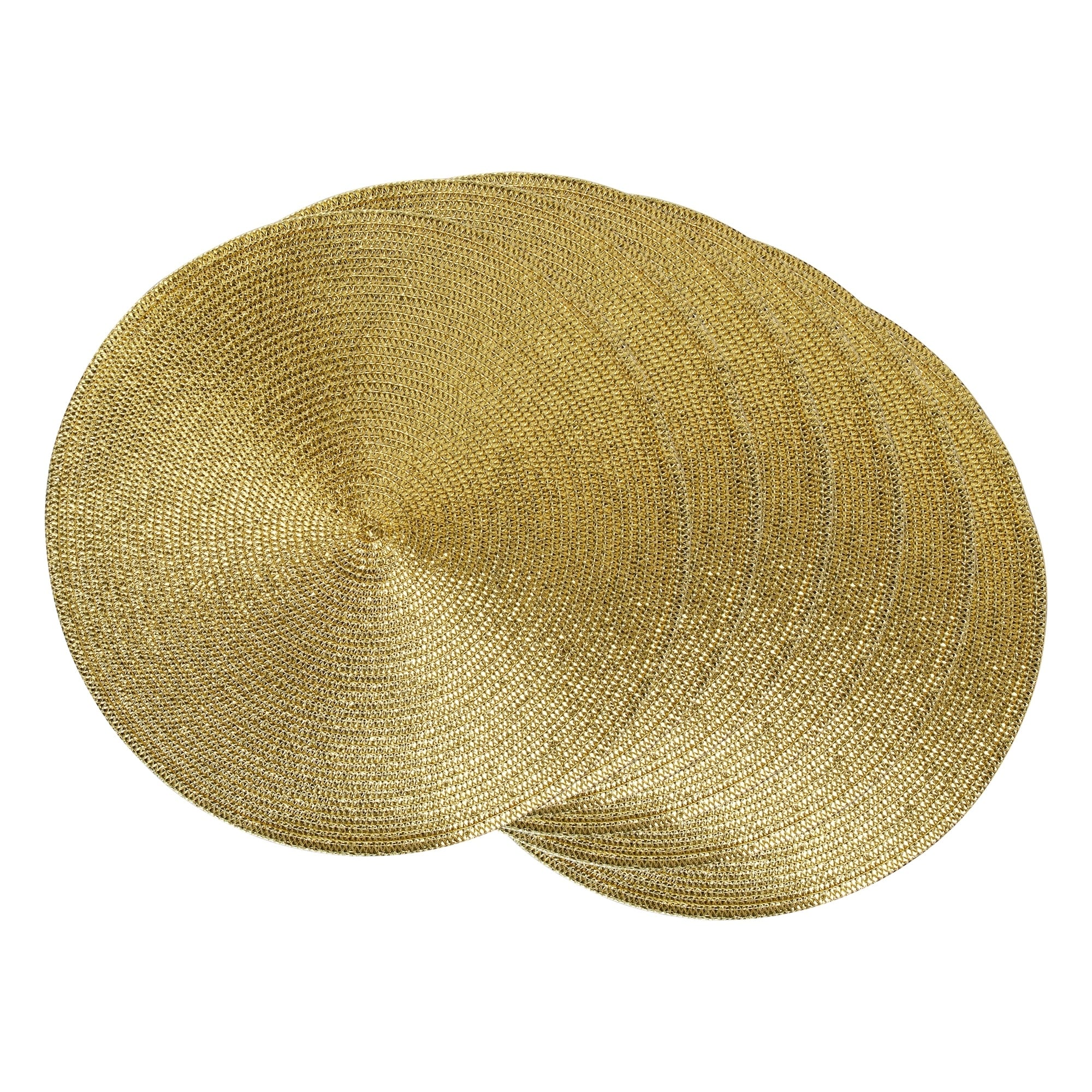 Metallic Gold Round Woven Placemat Set Of 6