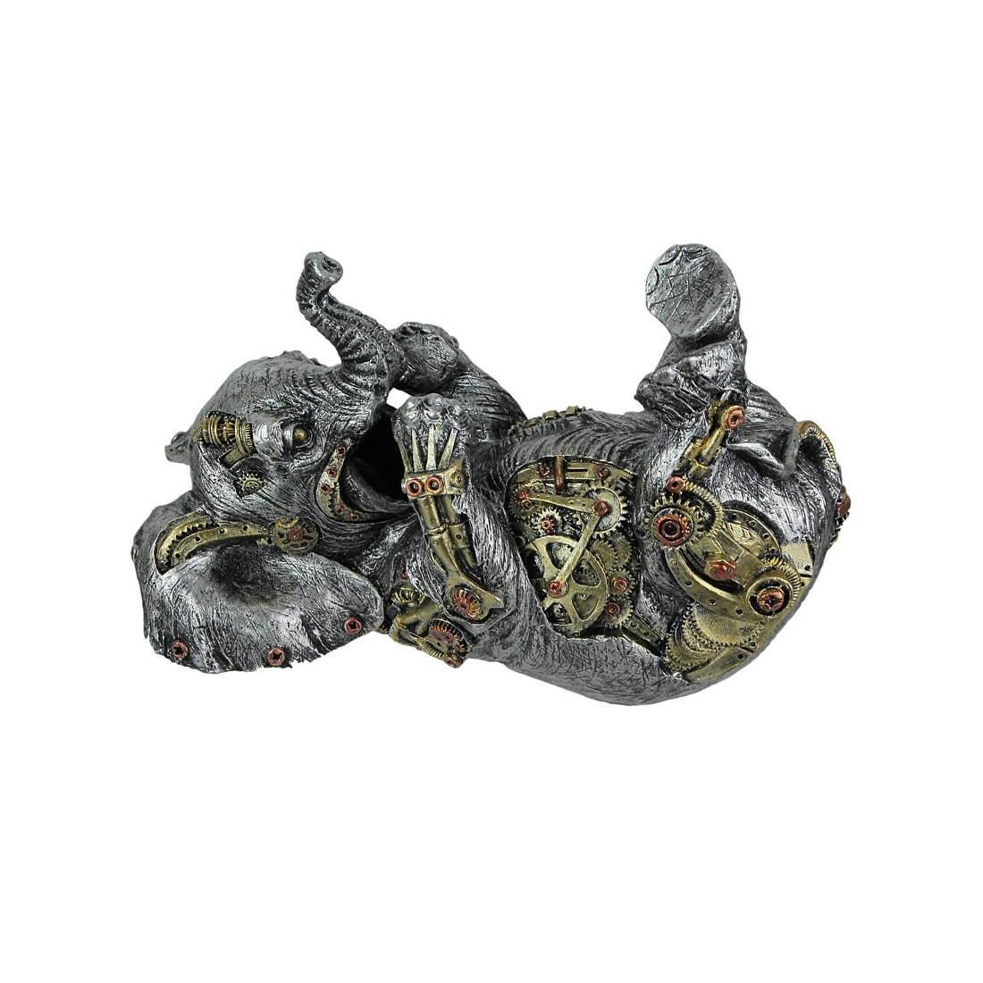 Metallic Steampunk Elephant Decorative Single Bottle Tabletop Wine Holder Stand 5.5 X 9 X 4.75 Inches