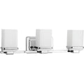 Progress Lighting Metric Polished Chrome Steel And Etched Opal Glass 3 Light Bath Fixture