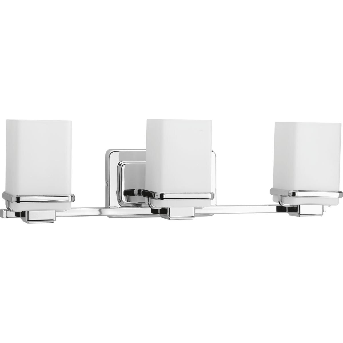 Progress Lighting Metric Polished Chrome Steel And Etched Opal Glass 3 Light Bath Fixture