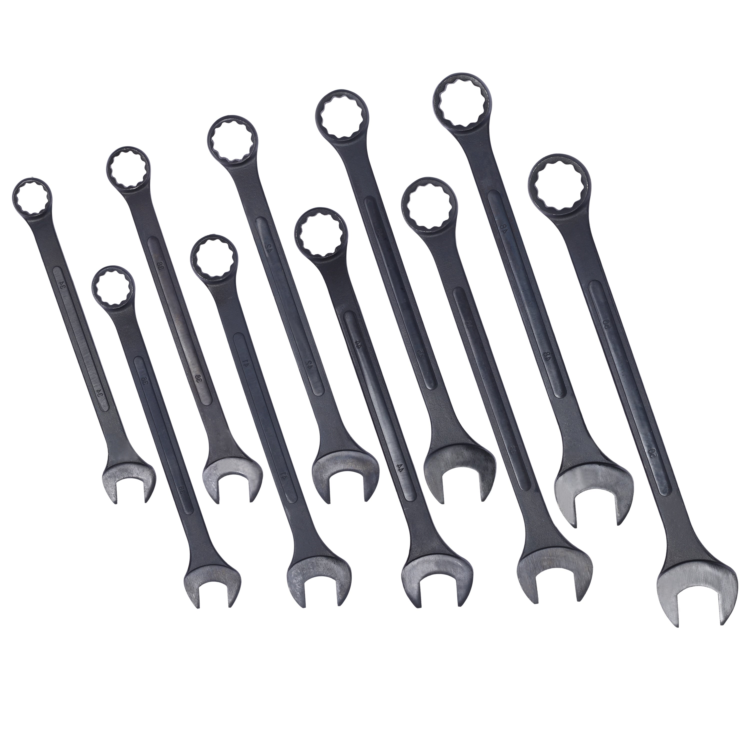 Metric Jumbo Combination Wrench Set Extra Large 10 Pc Metric Black Oxide Jumbo Combo Wrench Set With Pouch