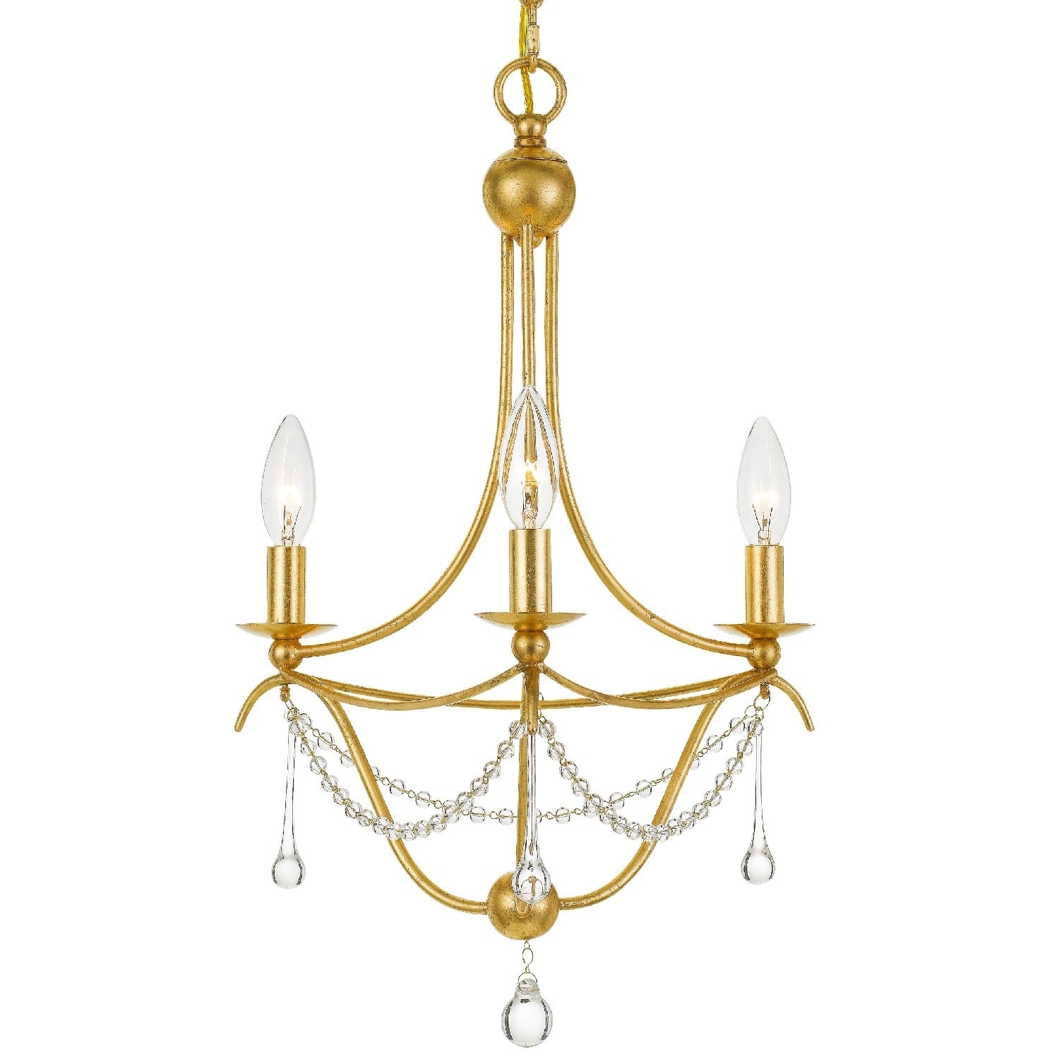 Metro 3 Light Antique Gold Chandelier
