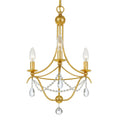 Metro 3 Light Antique Gold Crystal Mini Chandelier