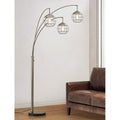 Metro 3 Light Wire Shades Led Dimmable Arch Floor Lamp With Led Edison Bulbs Dark Bronze Finish