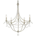 5 Light Antique Silver Murano Crystal Chandelier