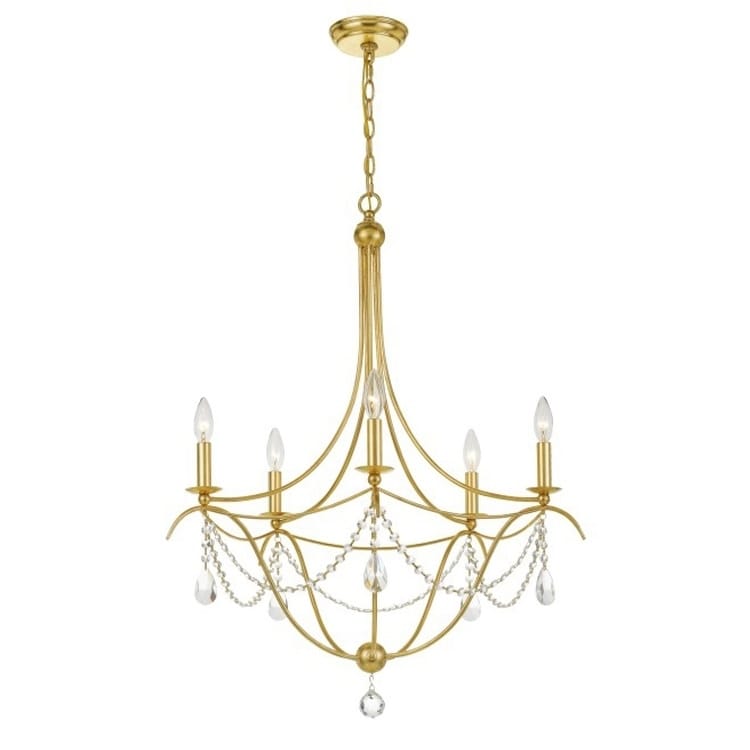 Metro 5 Light Antique Gold Chandelier