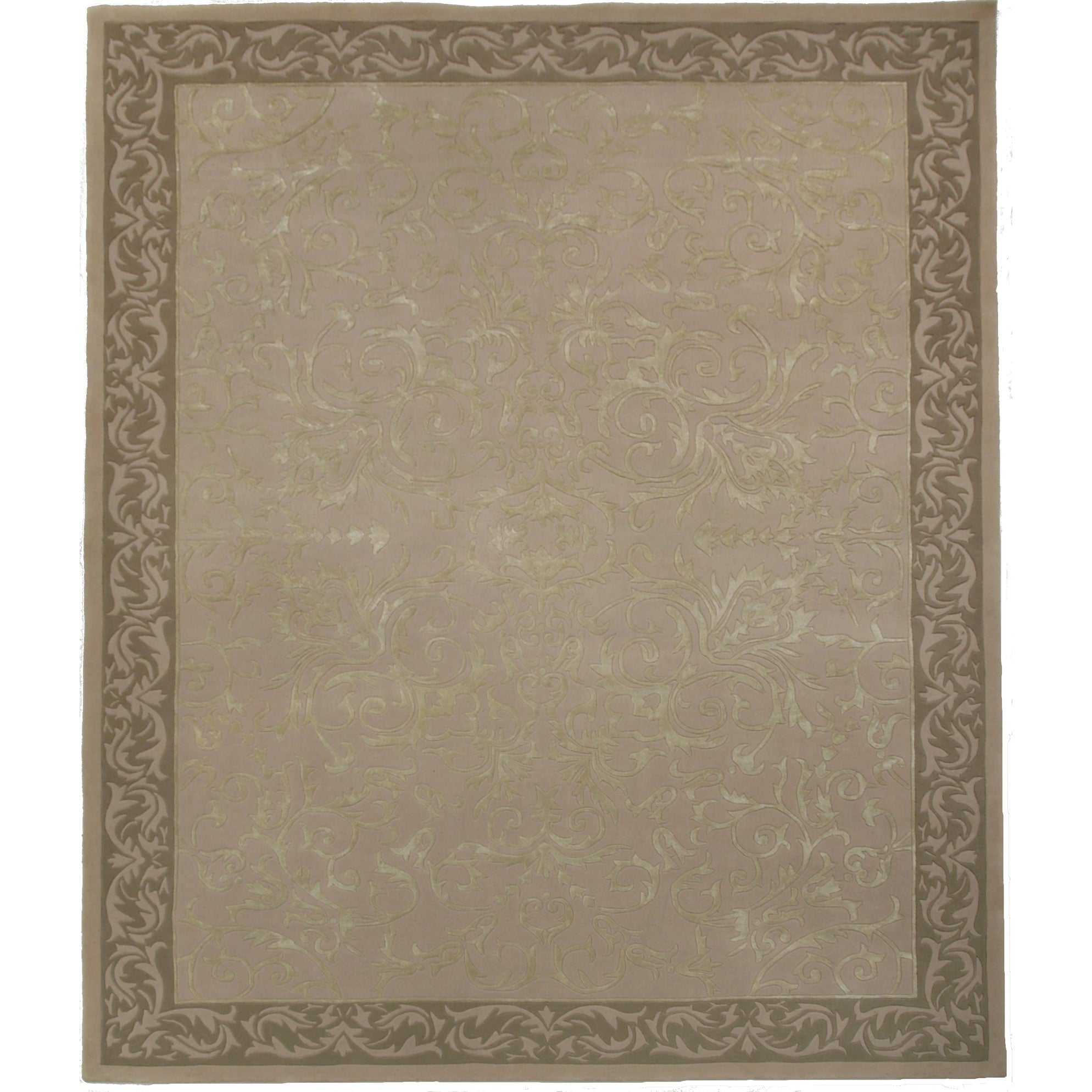 Metro Velvet Hand Knotted Wool Viscose Beige Area Rug 10 X 14