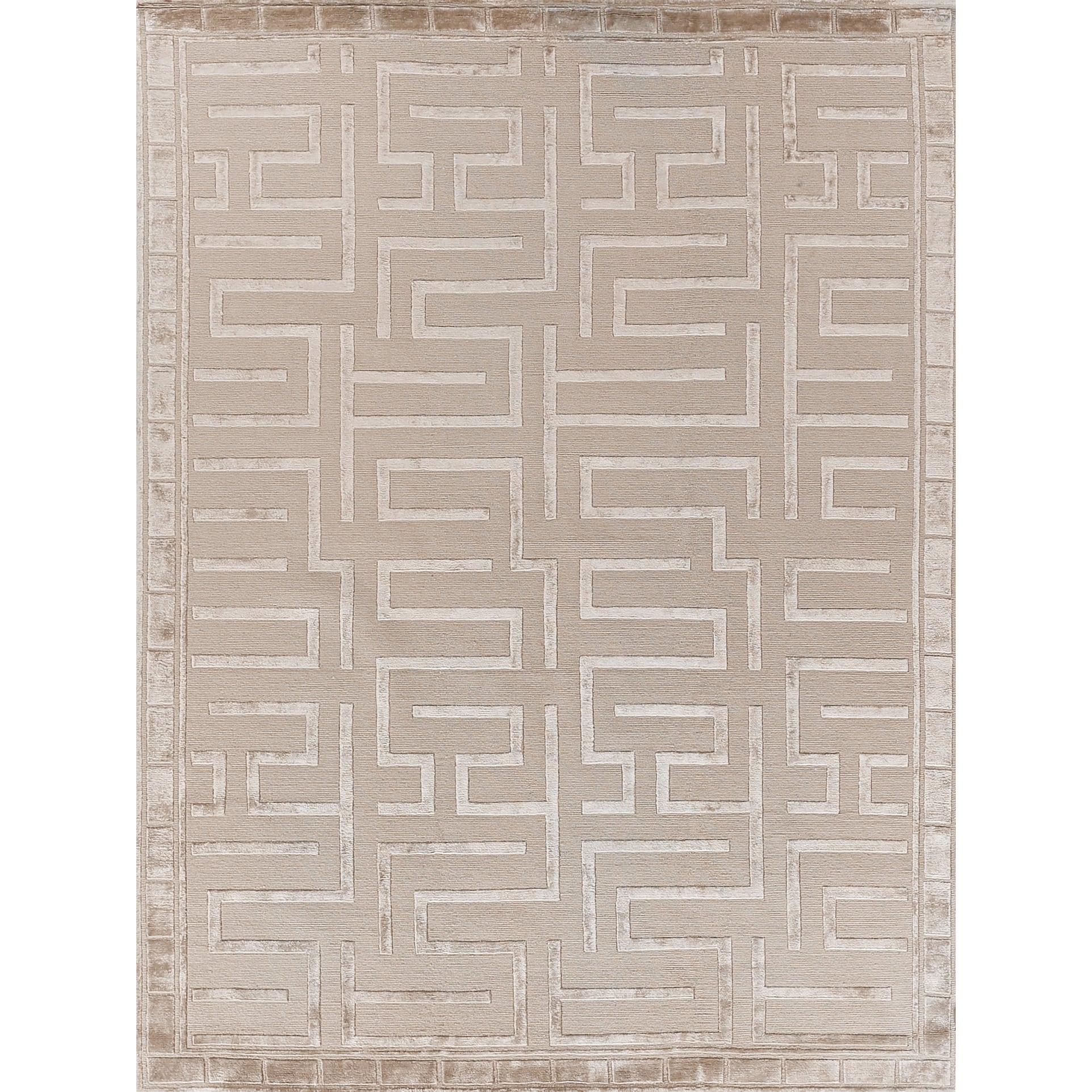 Metro Velvet Hand Knotted Wool Viscose Beige Area Rug 8 X 10