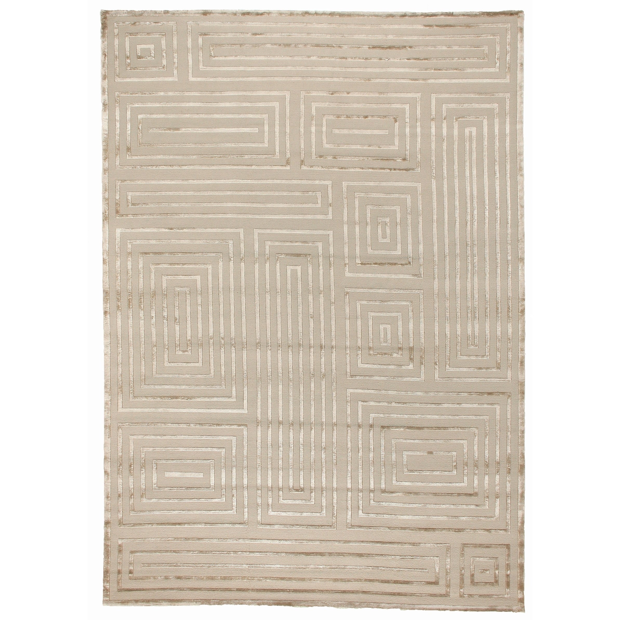 Metro Velvet Hand Knotted Wool Viscose Beige Area Rug 5 X 8