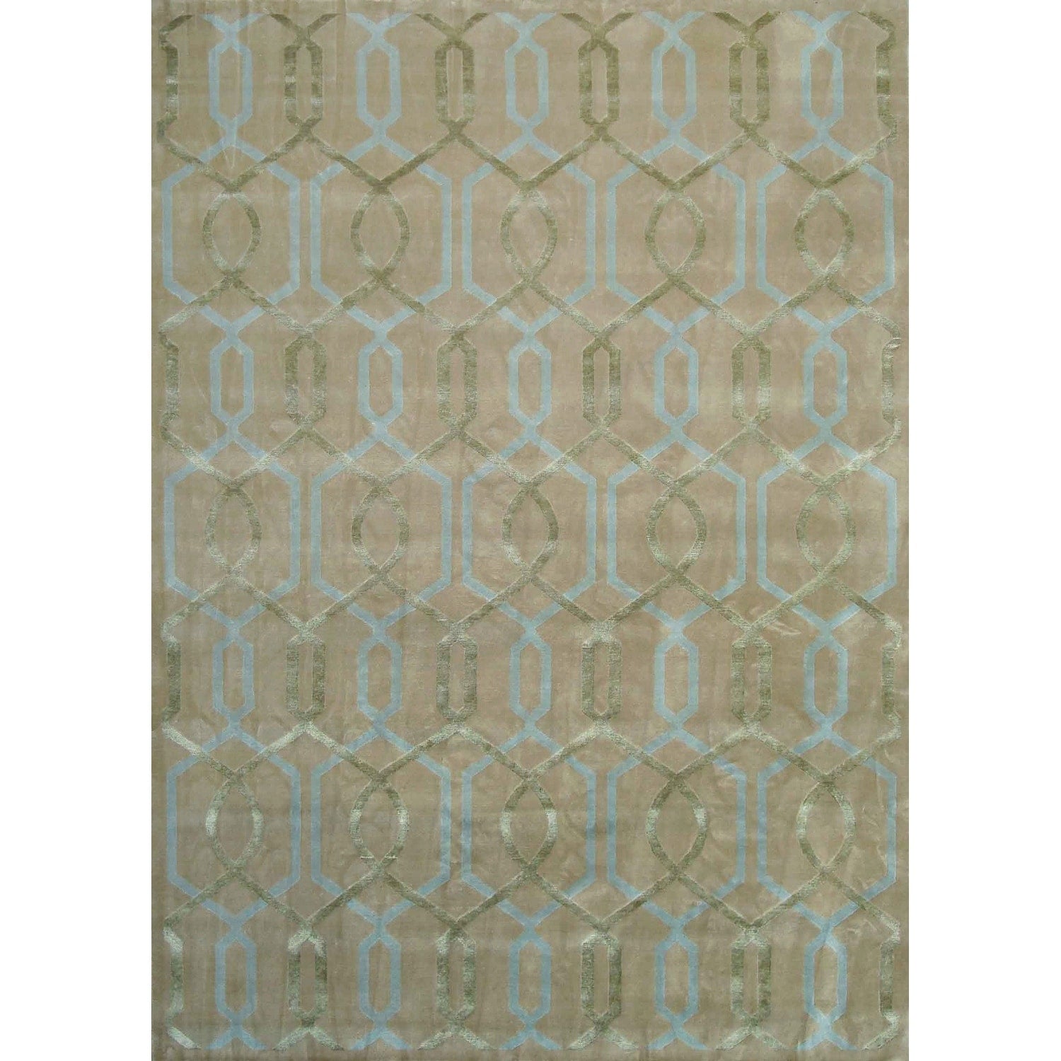 Metro Velvet Hand Knotted Wool Viscose Beige Area Rug 8 X 106