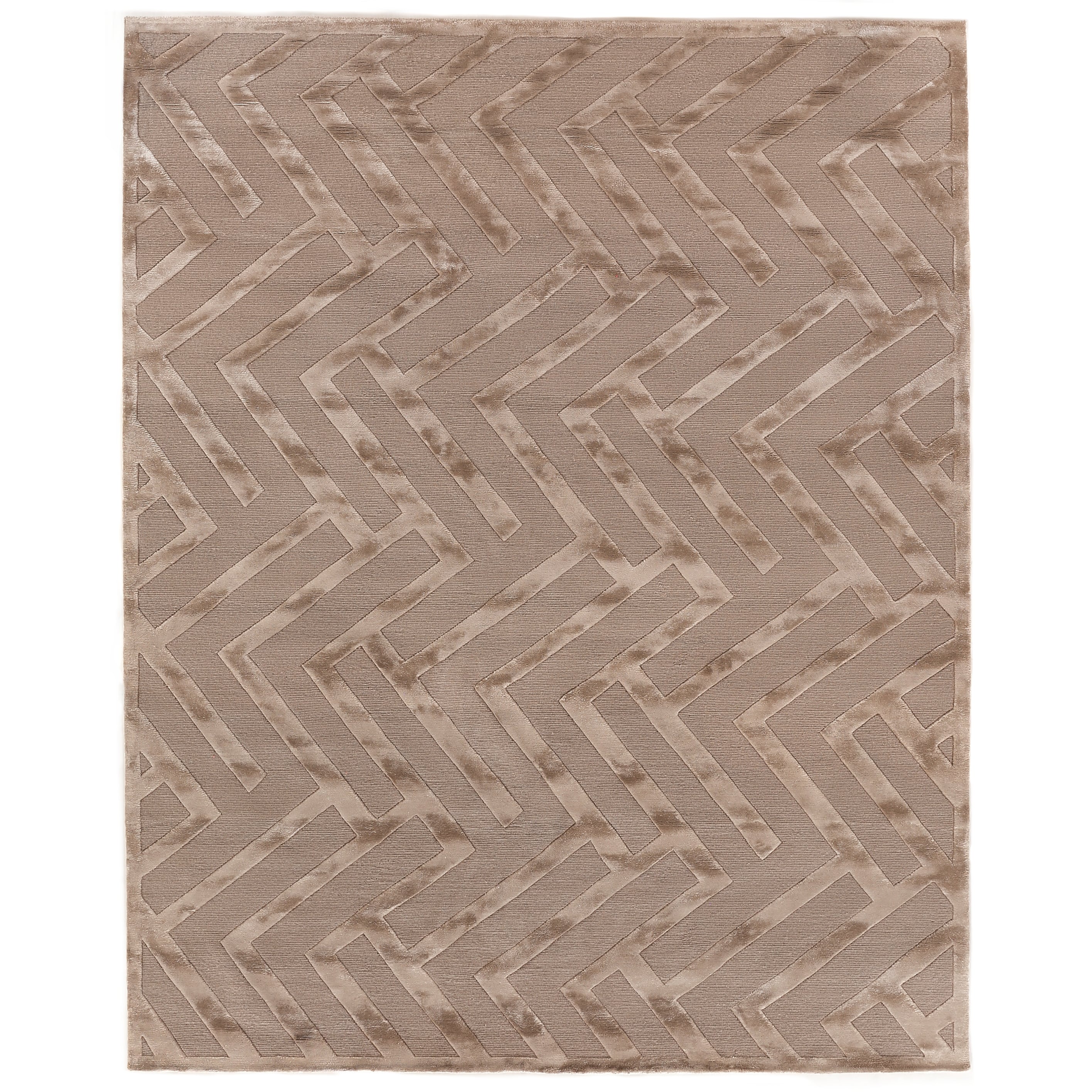 Metro Velvet Hand Knotted Wool Viscose Beige Area Rug 9 X 12