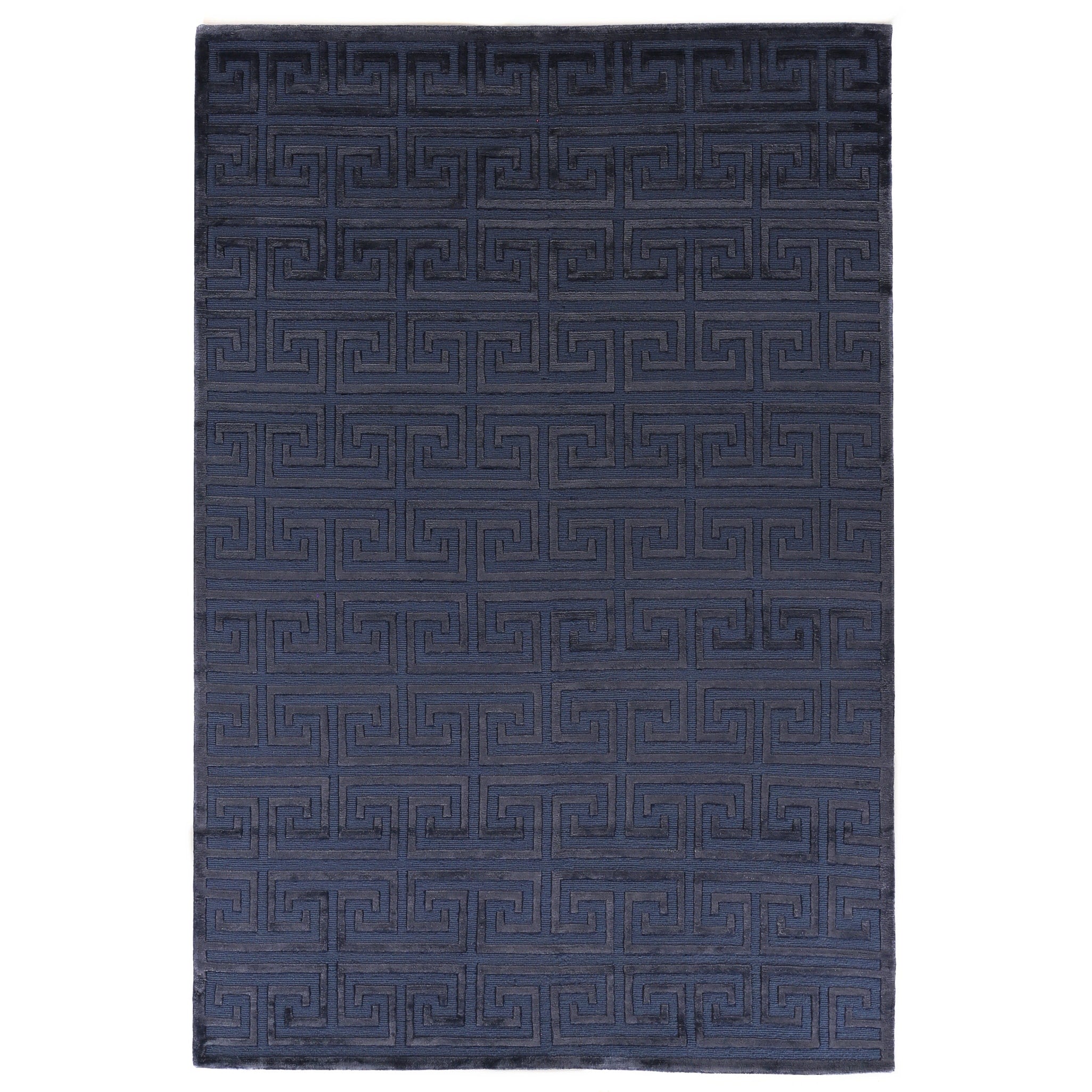 Metro Velvet Hand Knotted Wool Viscose Blue Area Rug 9 X 12