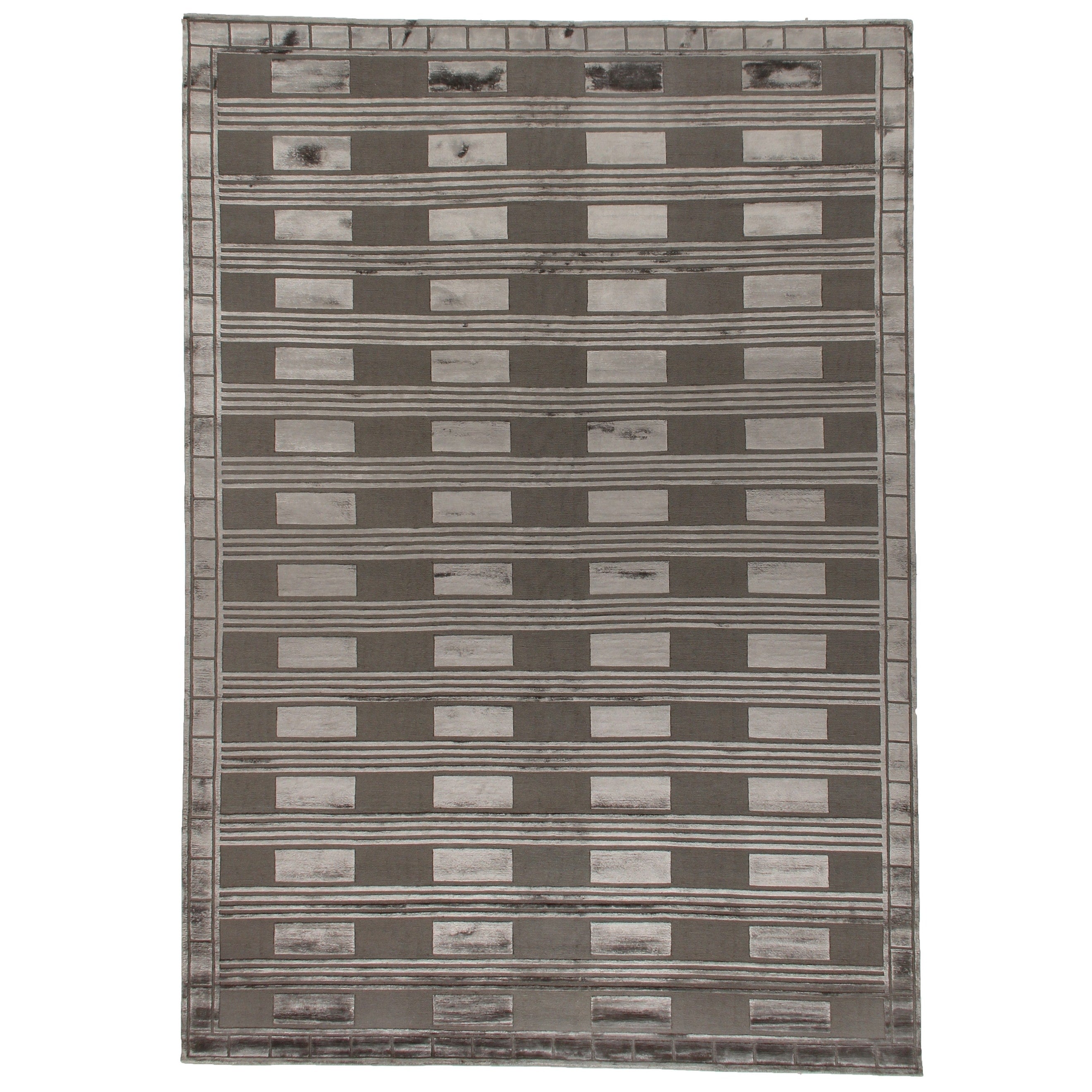 Metro Velvet Hand Knotted Wool Viscose Dark Gray Area Rug 10 X 14