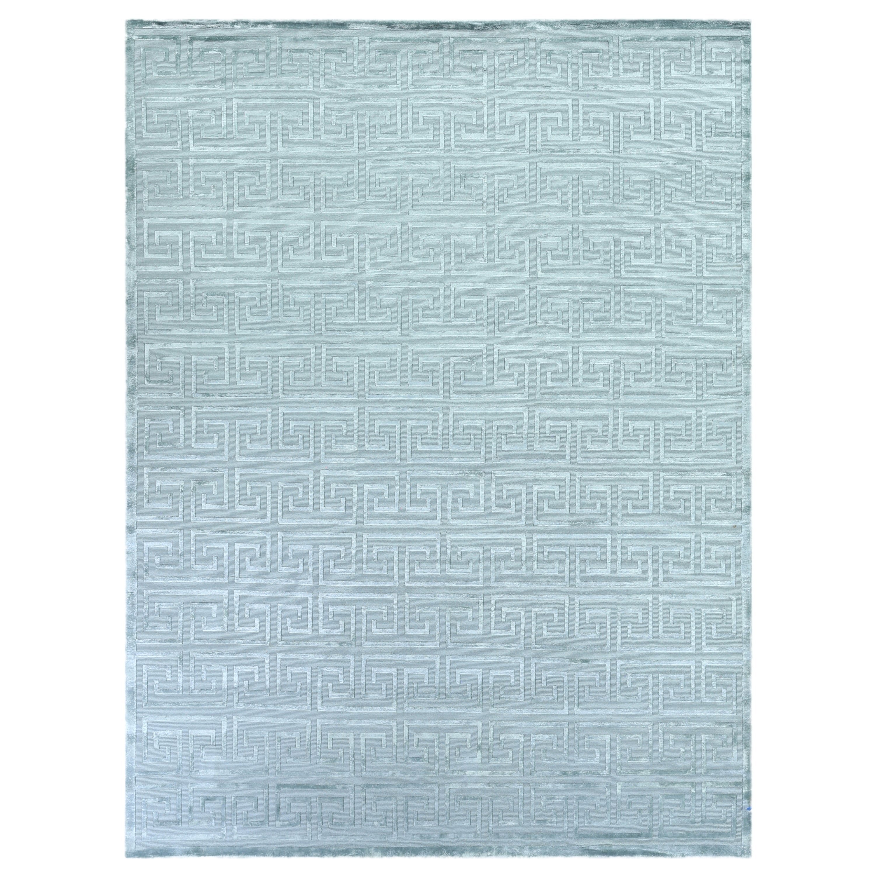 Metro Velvet Hand Knotted Wool Viscose Ivory Silver Area Rug 9 X 12