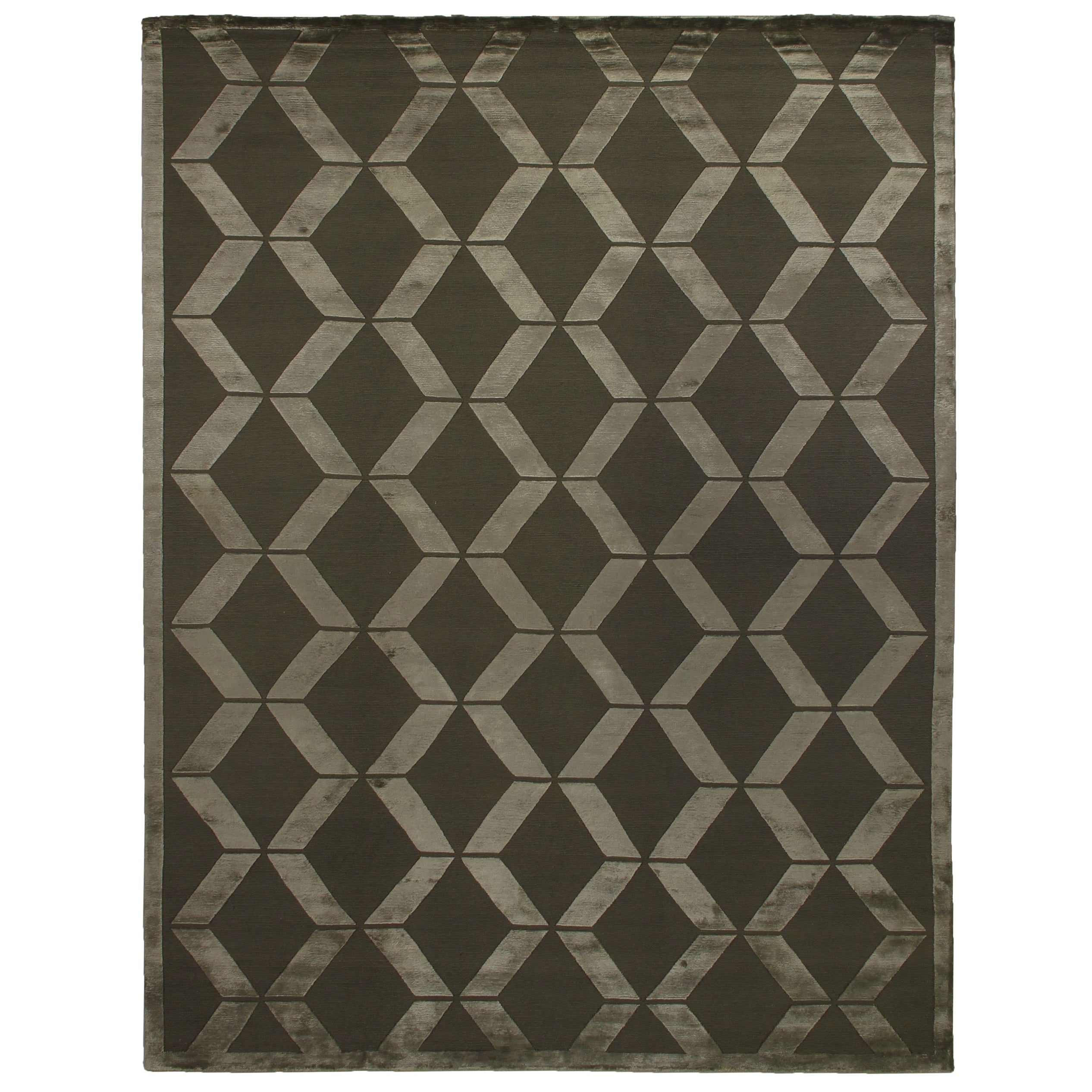 Metro Velvet Hand Knotted Wool Viscose Khaki Area Rug 8 X 10