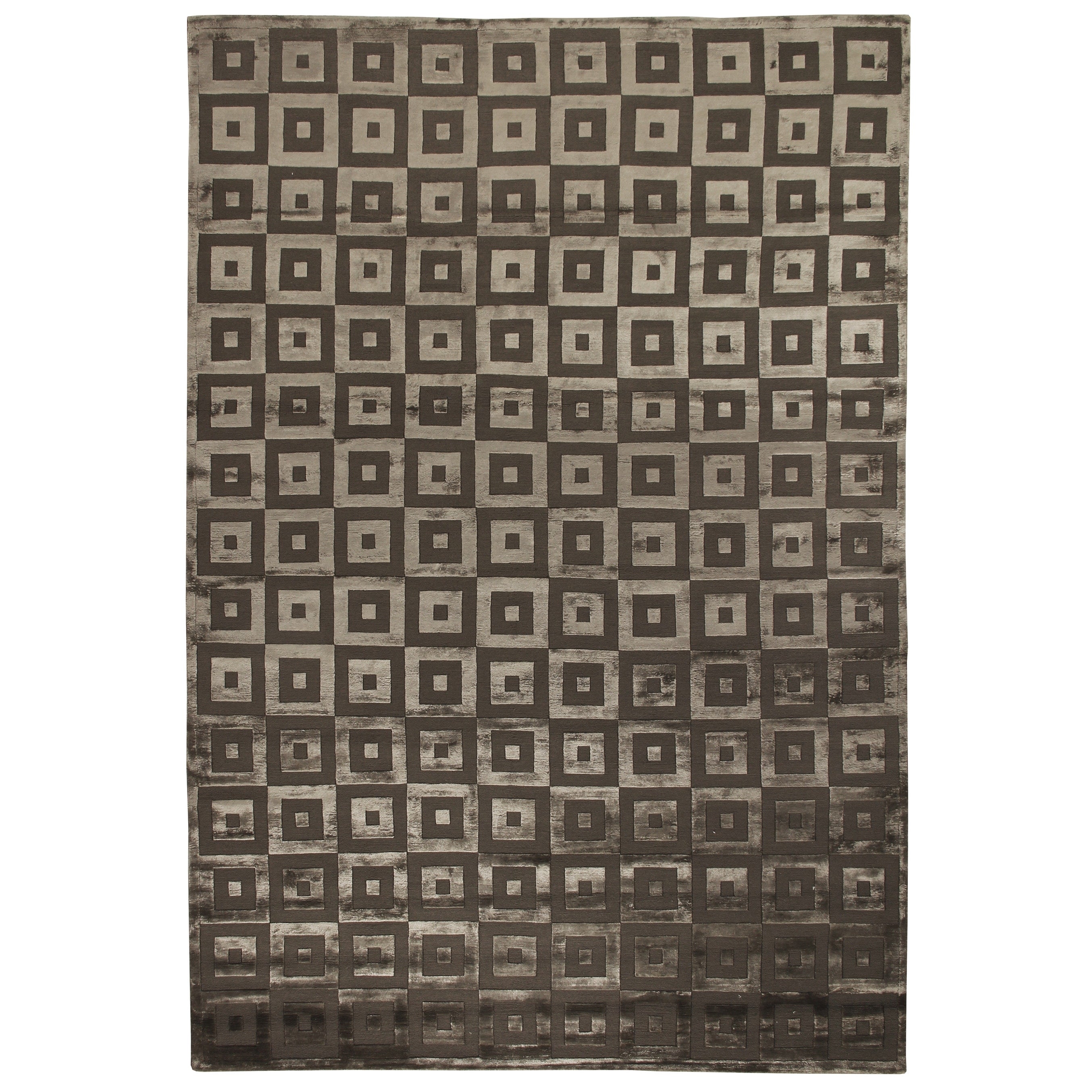 Metro Velvet Hand Knotted Wool Viscose Khaki Area Rug