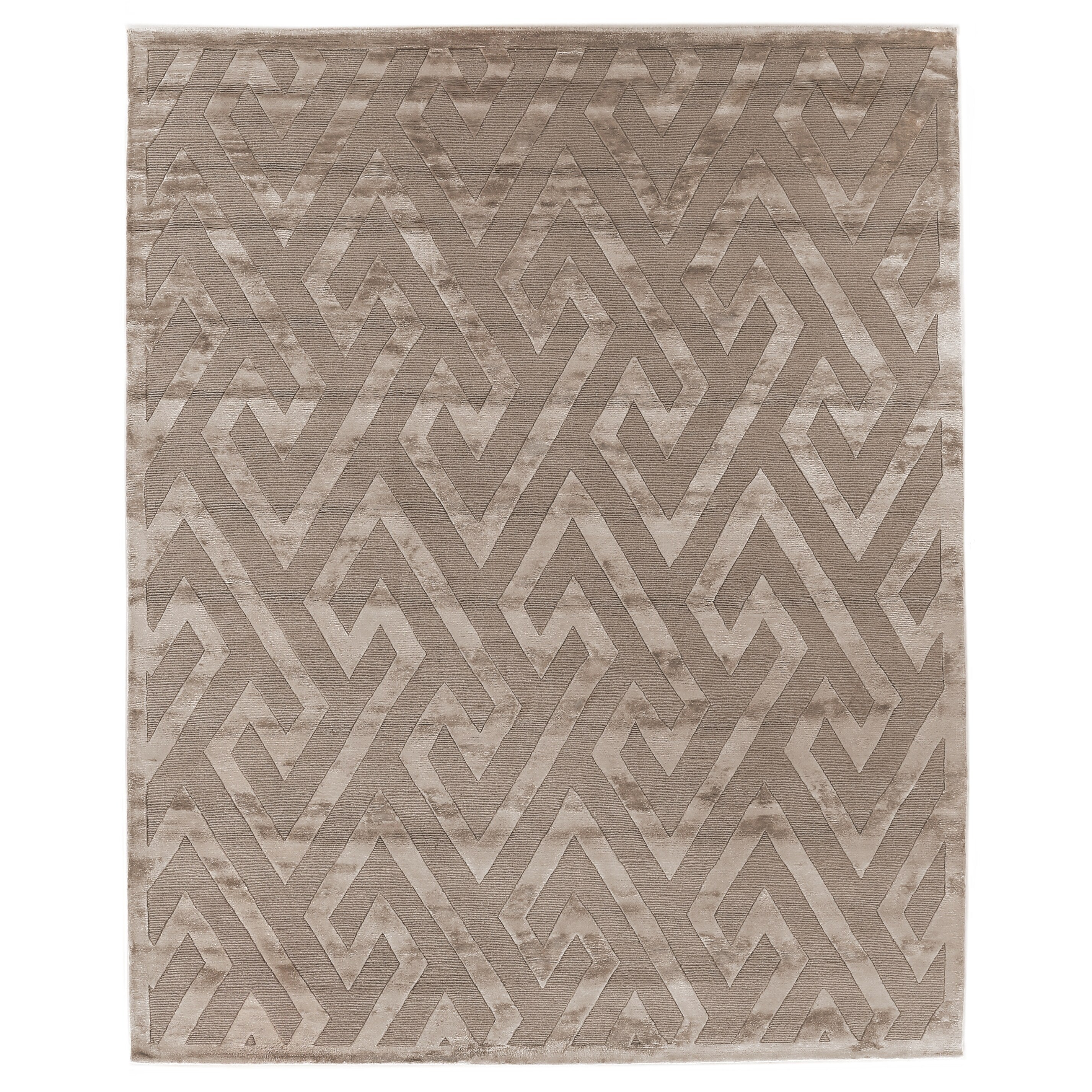 Metro Velvet Hand Knotted Wool Viscose Light Beige Area Rug 8 X 10