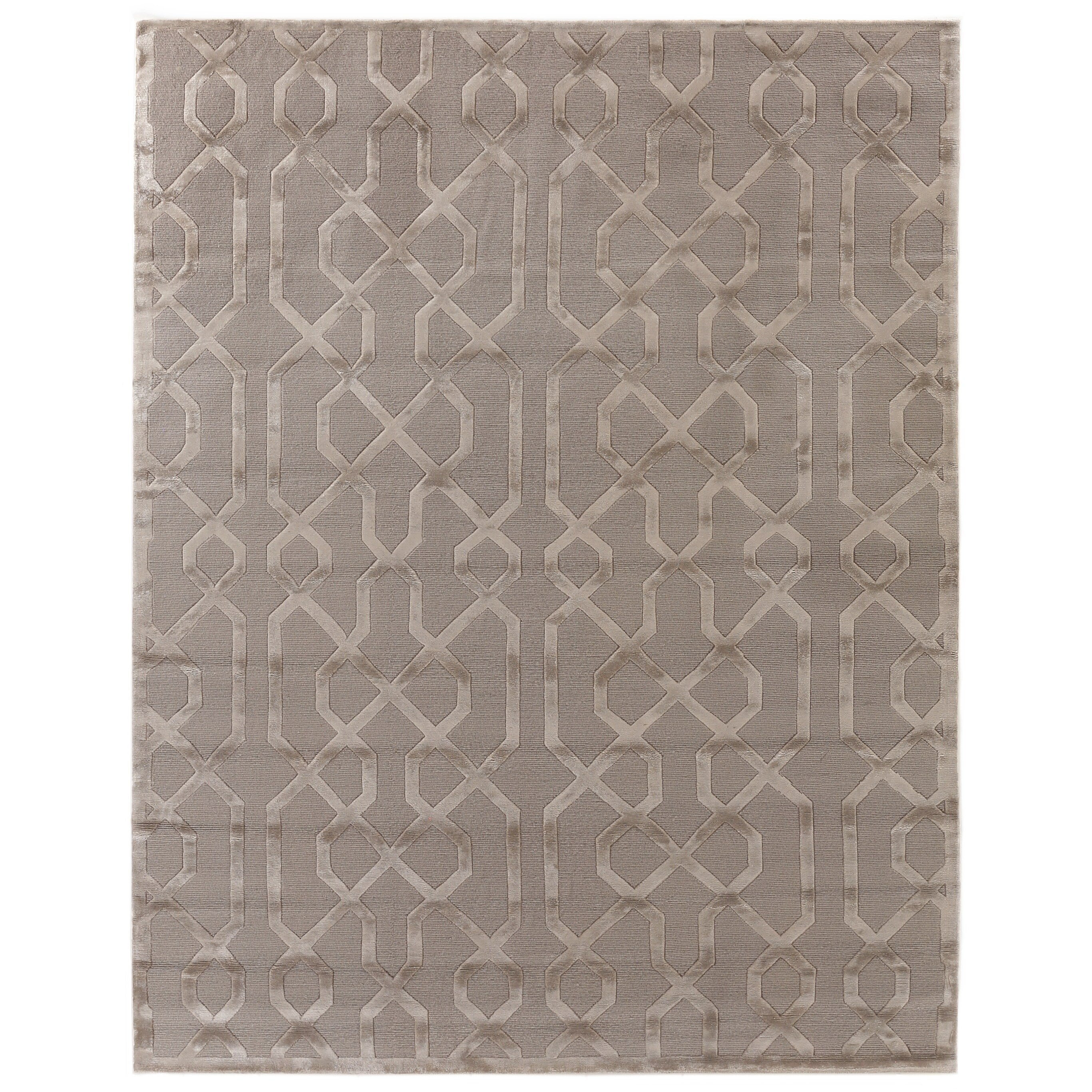 Metro Velvet Hand Knotted Wool Viscose Light Beige Area Rug