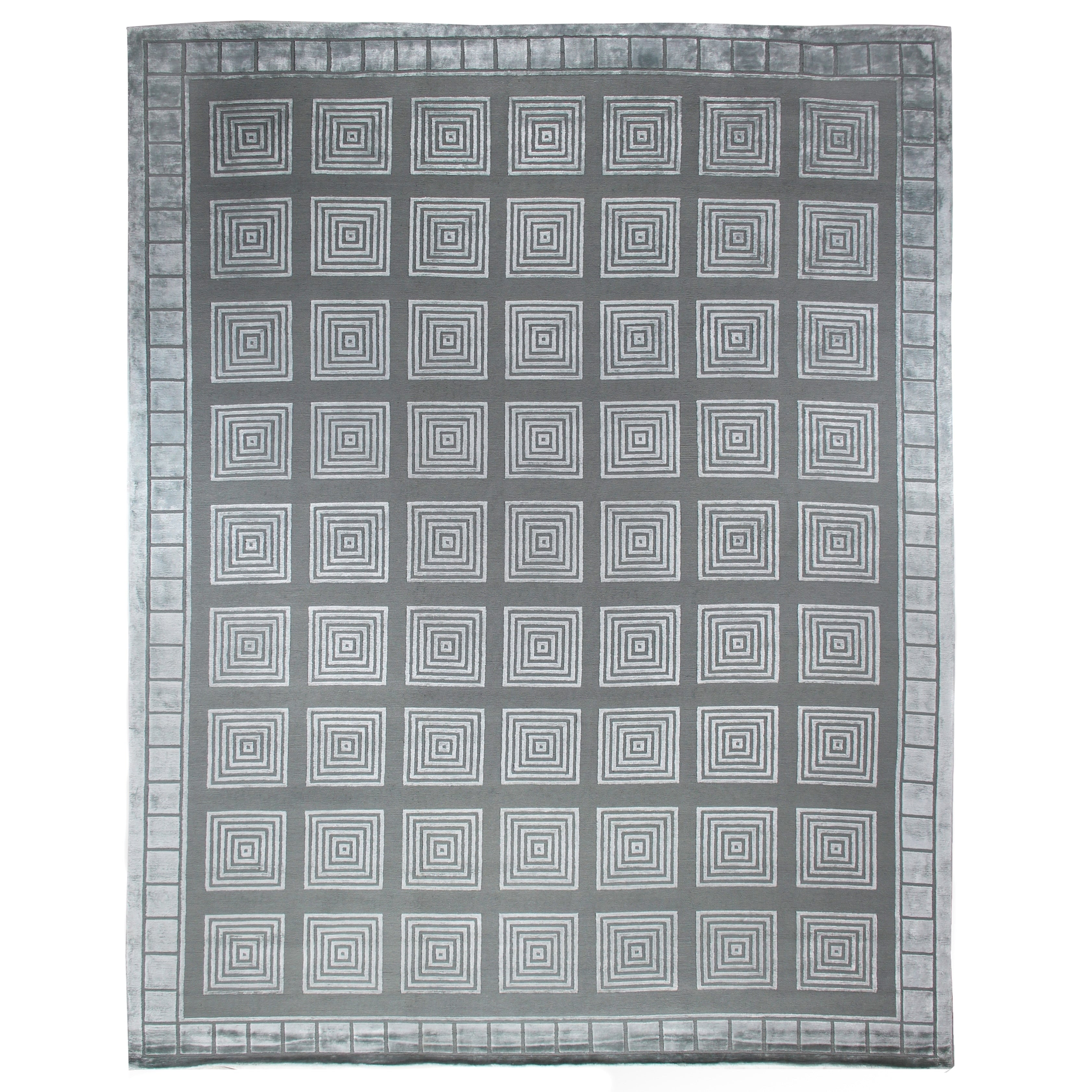 Metro Velvet Hand Knotted Wool Viscose Light Blue Area Rug 10 X 14