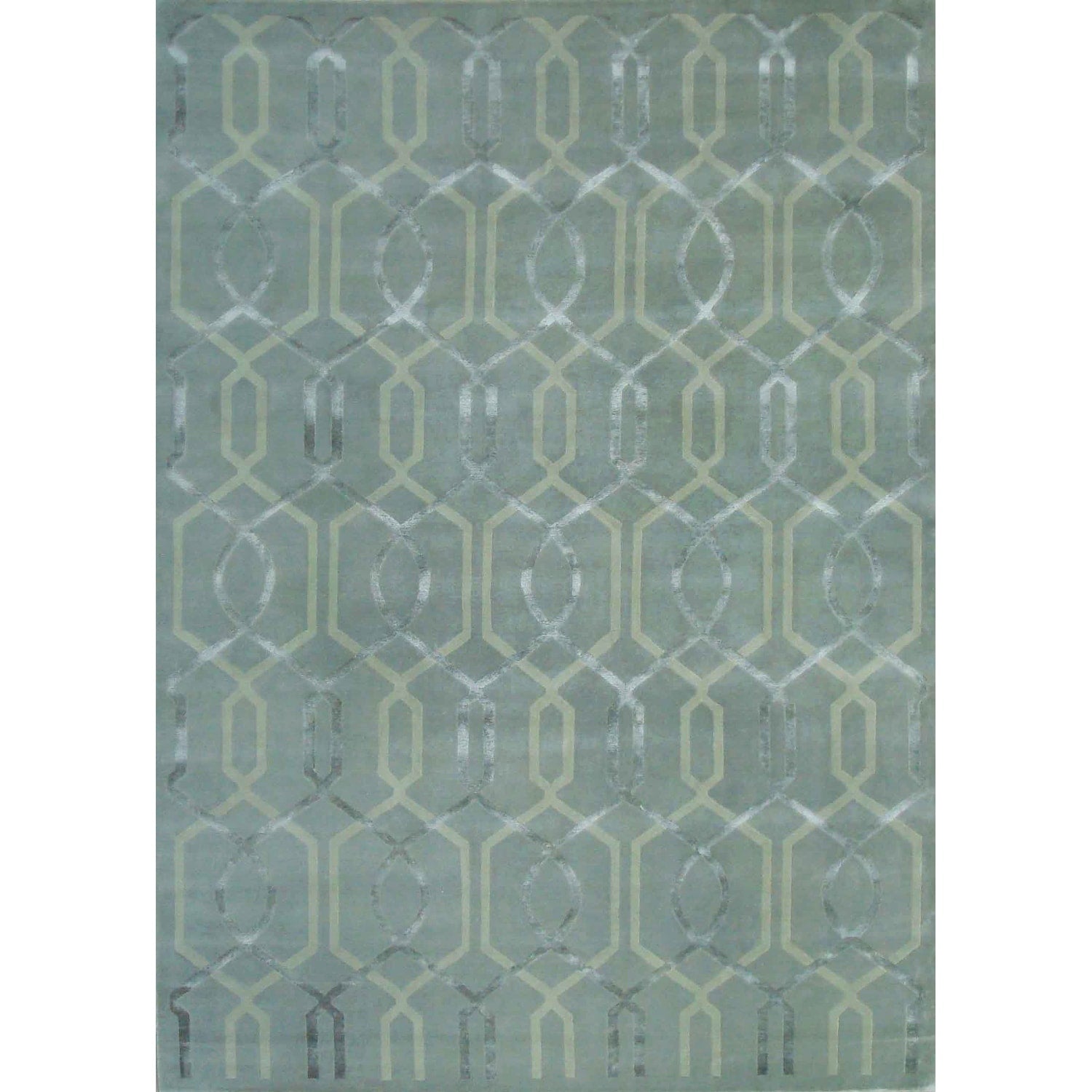 Metro Velvet Hand Knotted Wool Viscose Light Blue Area Rug 9 X 12