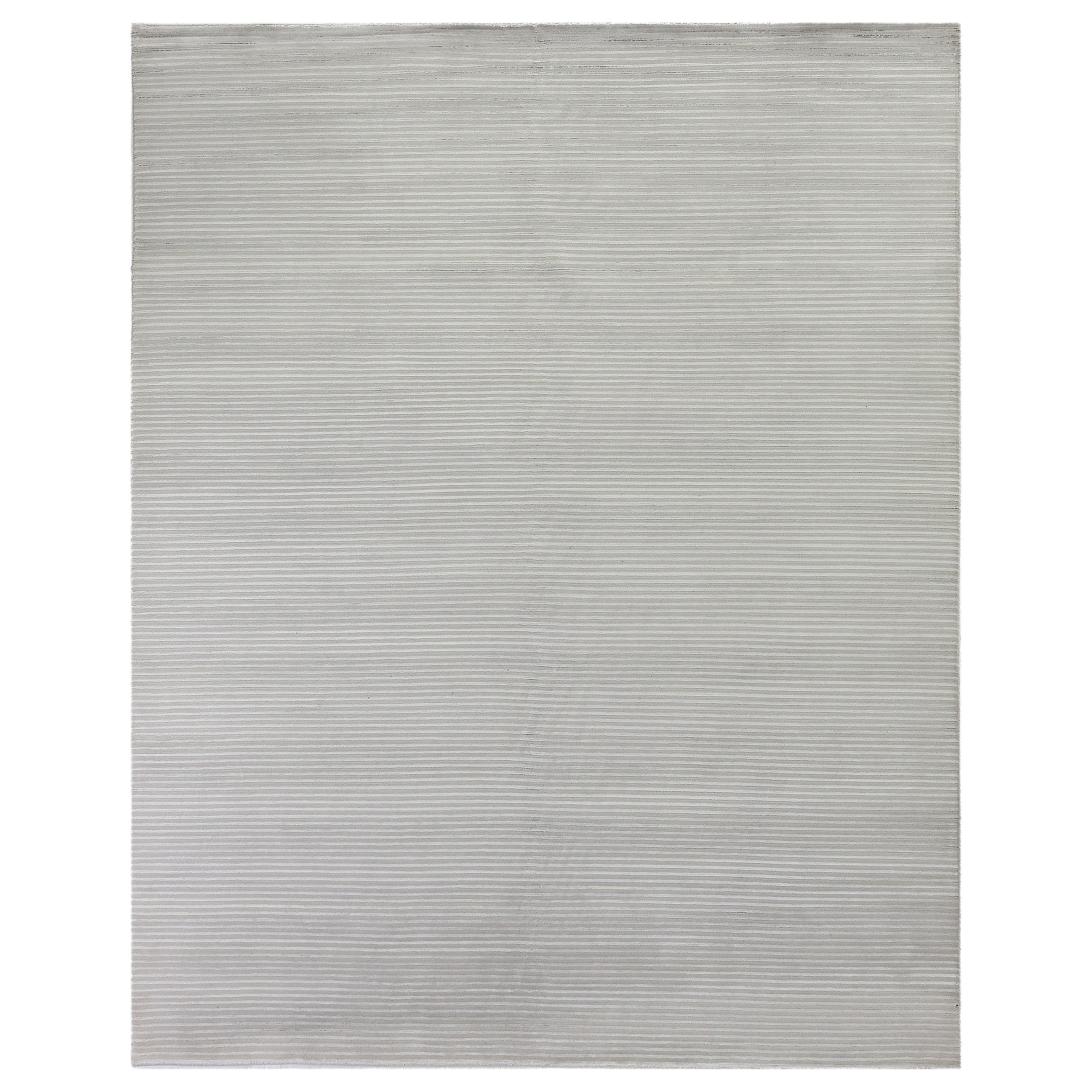 Metro Velvet Hand Knotted Wool Viscose Light Gray Area Rug 8 X 10