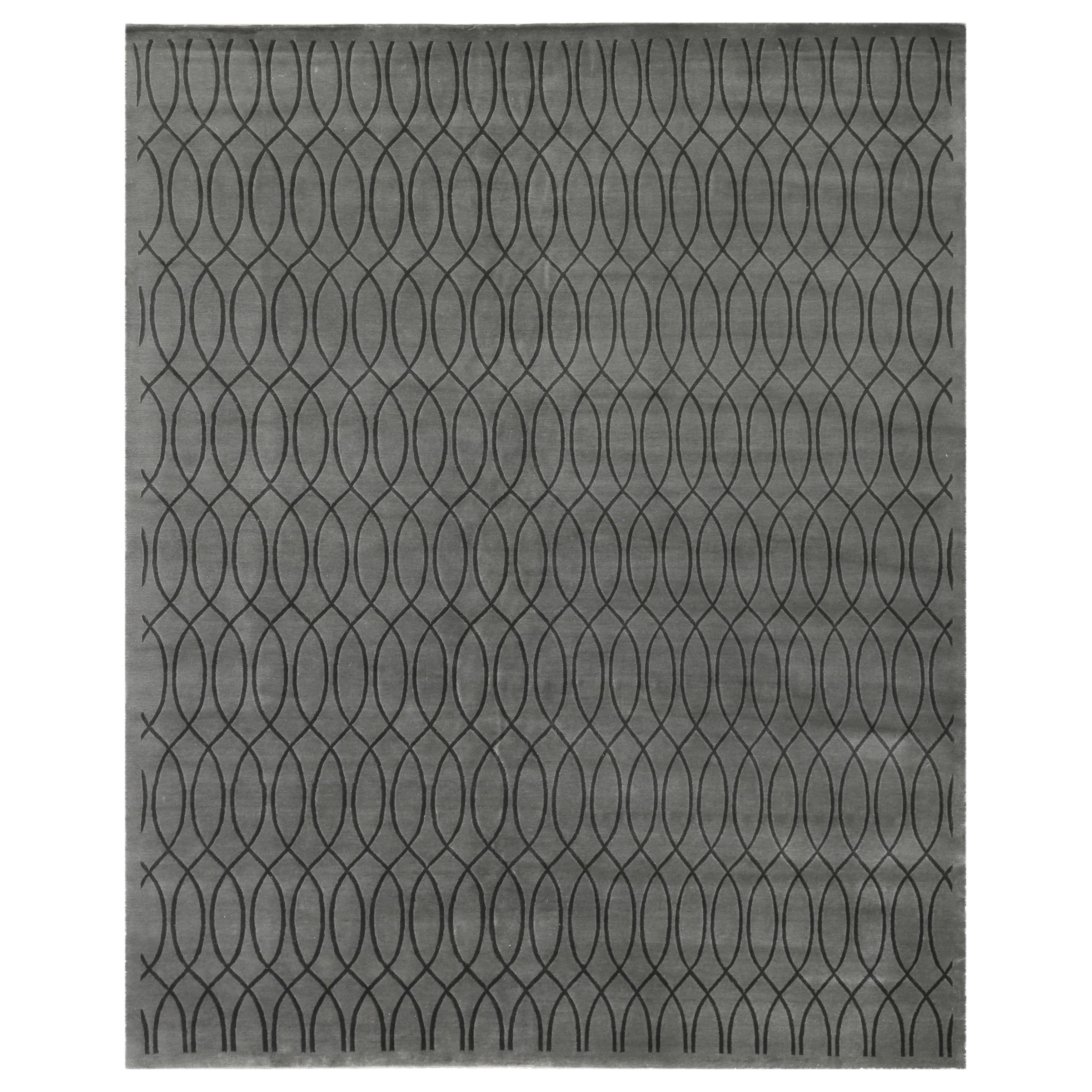 Metro Velvet Hand Knotted Wool Viscose Light Gray Area Rug 8 X 10