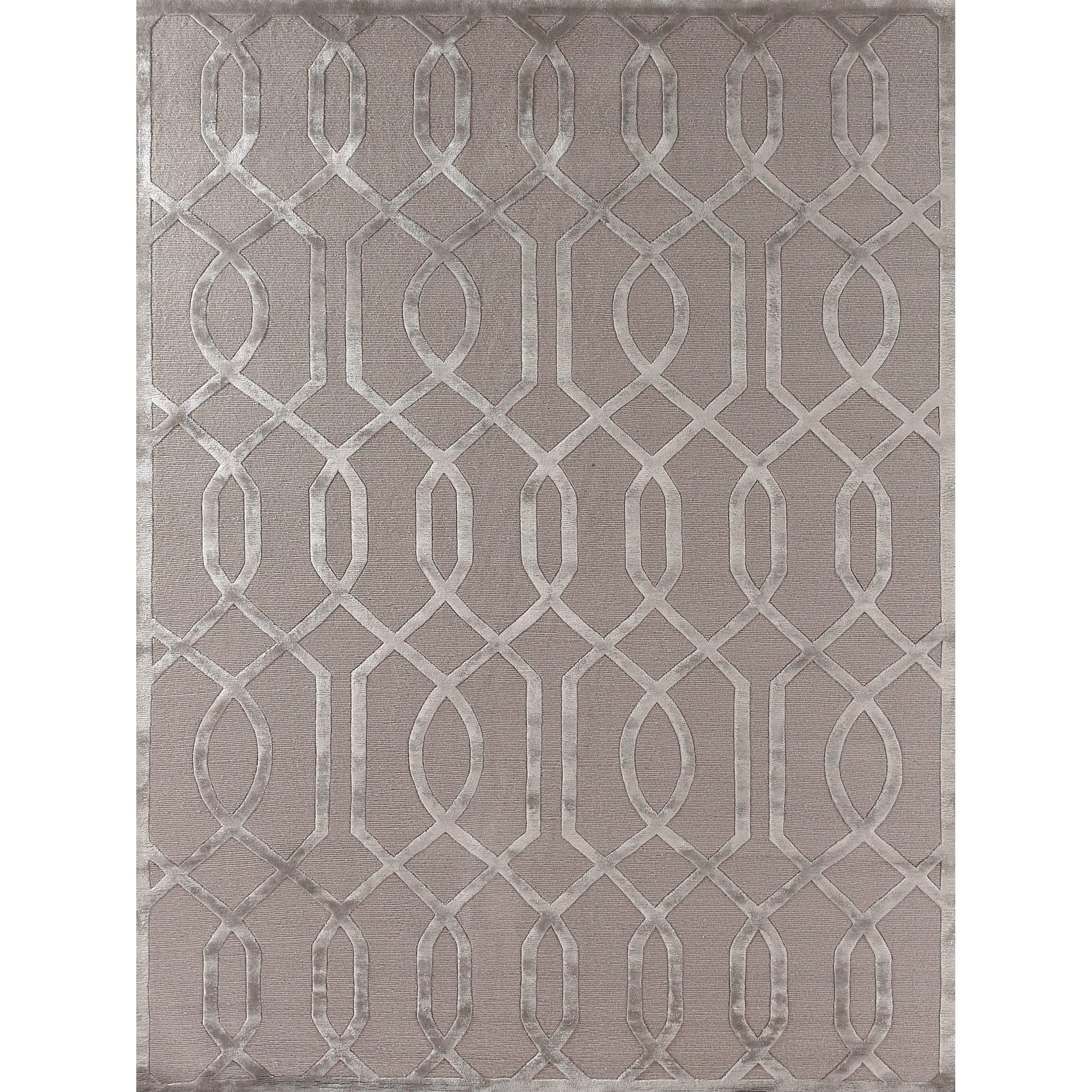 Metro Velvet Hand Knotted Wool Viscose Light Silver Area Rug